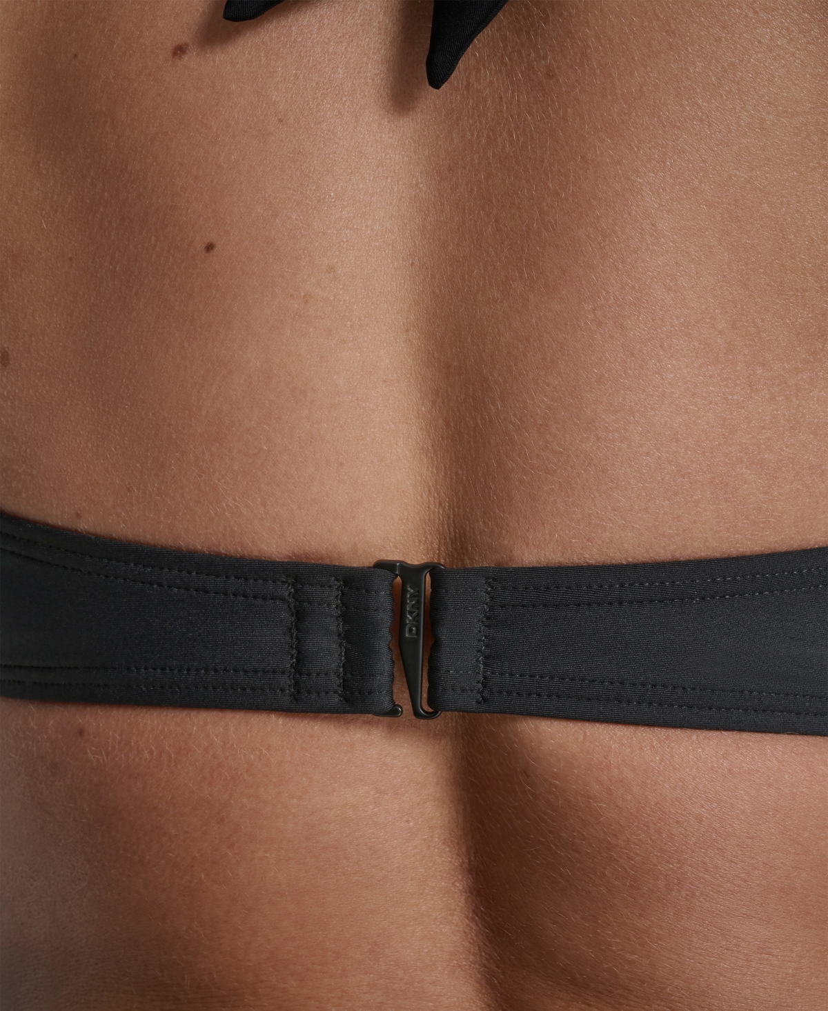 Dkny Women's Shirred Buckle Front V-neck Halter Top In Black