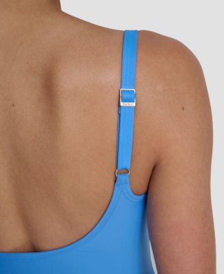 Women's O-Ring-Trim Crossover Ruched Tankini Top