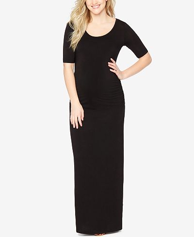 Motherhood Maternity Elbow-Sleeve Maxi Dress