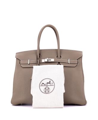 Birkin 35 Handbag Grey Togo with Palladium Hardware