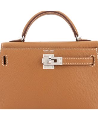 Kelly 20 Handbag Brown Epsom with Palladium Hardware