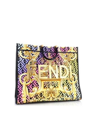 Large x Fendi Fendace Sunshine Shopper Tote Printed Zucca Jacquard