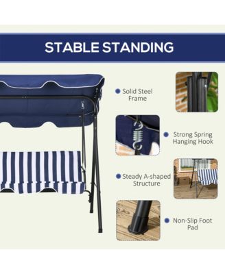 3-Seat Outdoor Patio Swing Chair w/ Tilt Canopy Cushion Dark