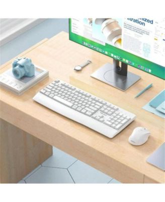 Wireless Keyboard & Mouse Combo – Keyboard with Wrist Rest, 3 DPI Adjustable Mouse, 2.4G Wireless PC, Laptop & Computer – White