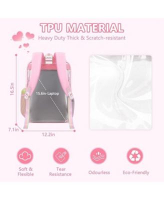 Clear Backpack for School Girls, Heavy Duty TPU Transparent Backpack Stadium Events Approved, Clear Bookbag