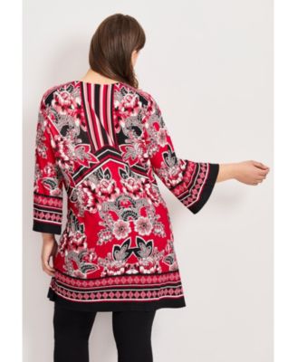 Women's Scarf Print Tunic Top