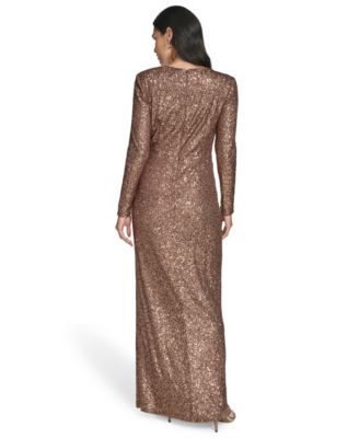 Petite Twist Front Long-Sleeve Gown