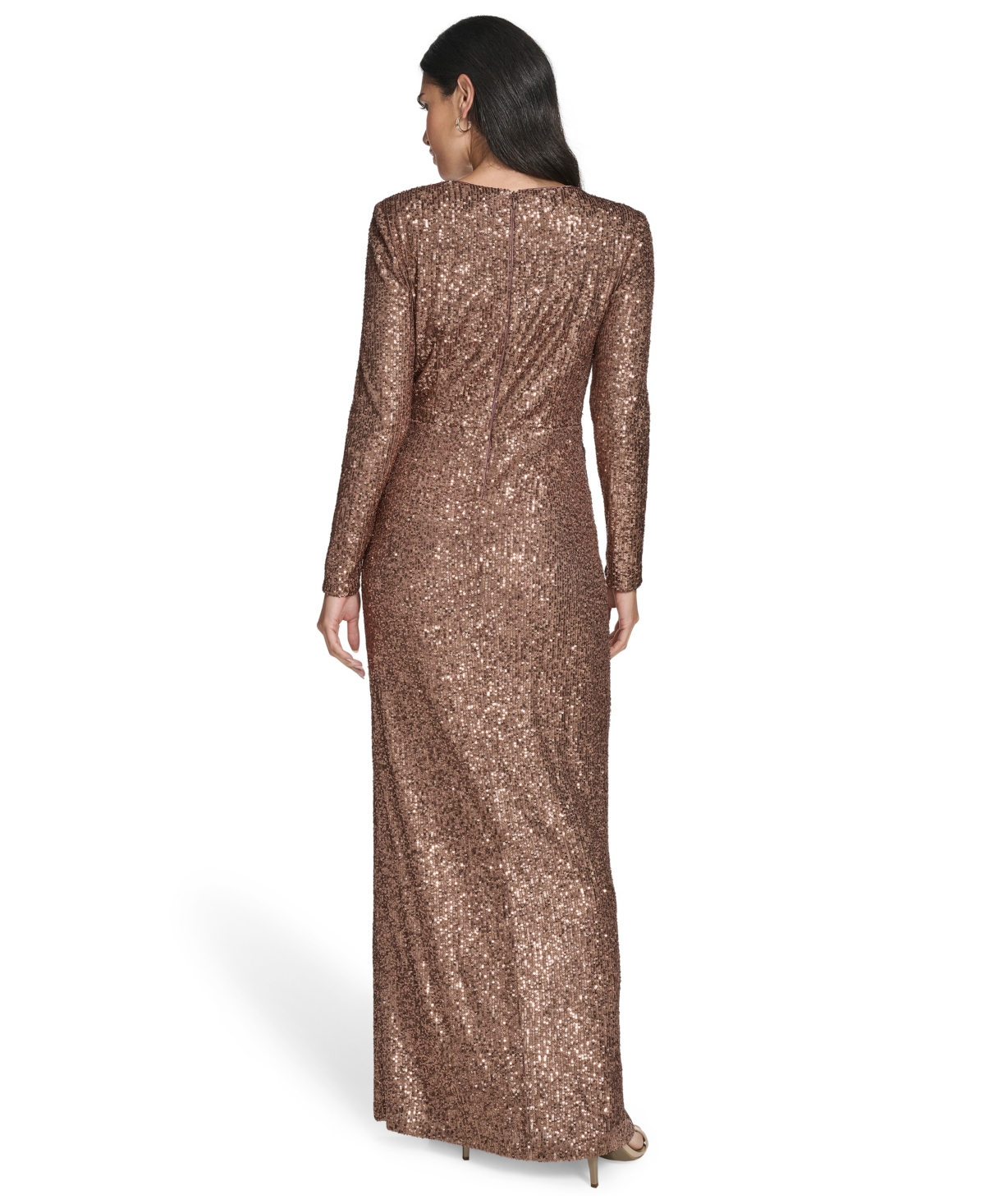 Jessica Howard Petite Twist Front Long-Sleeve Gown
