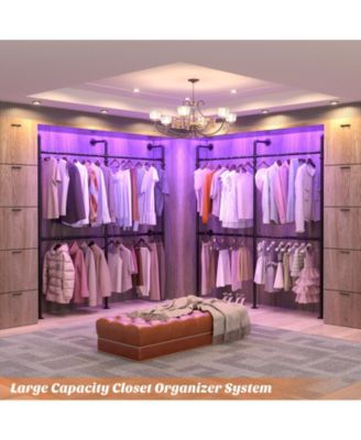 3.5-13.5 FT Reversible Wall Mounted Industrial Metal Pipe Clothing Rack for Hanging Clothes