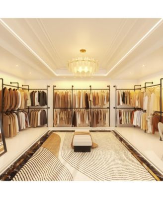 3.5-13.5 FT Reversible Wall Mounted Industrial Metal Pipe Clothing Rack for Hanging Clothes