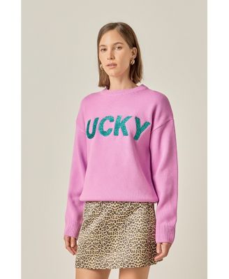 Women's Glitter Lettering Sweater