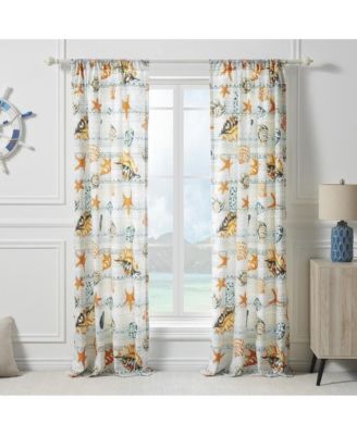 Kona Luxurious 3" Rod Pocket Curtain Panel Pair with Tiebacks 42" x 84" Ocean