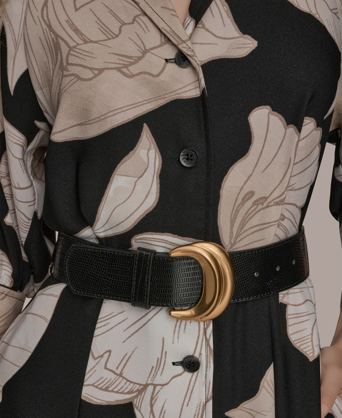 Donna Karan New York Floral Belted Shirtdress In Multi