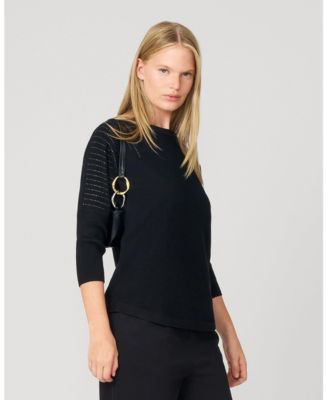 Women's Ribbed Dolman Sweater with Hotfix Detail