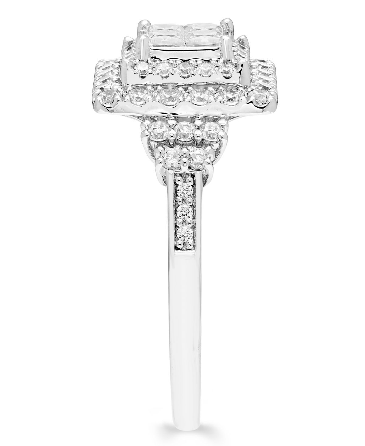 Macy's Diamond Multi Princess Halo Ring (1 ct. t.w.) in 14k White Gold