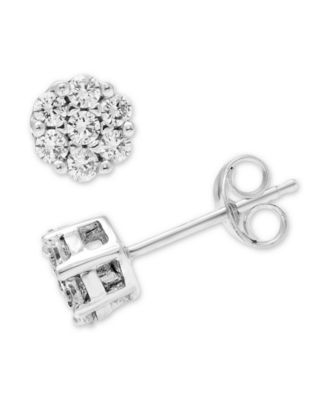 Macy's - Diamond Cluster Earrings (1/2 ct. t.w.) in 14K White Gold