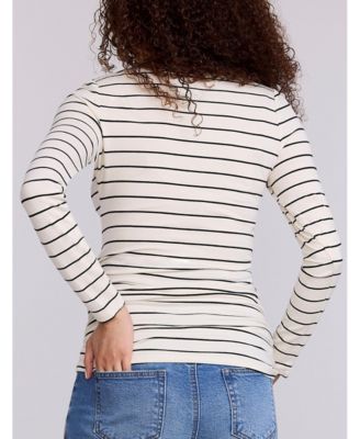 Women's V-Neck Side-Ruched Maternity Long Sleeve Tee
