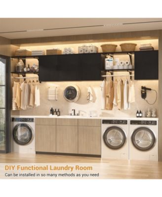 Laundry Room Organizer Cabinet with Hanging Rods