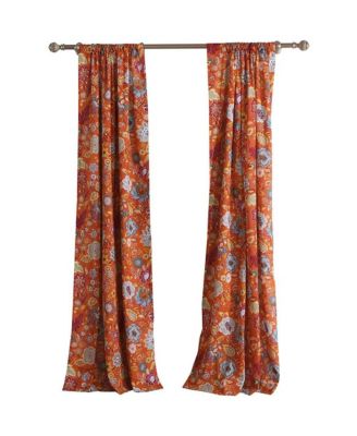 Greenland Home Fashion Astoria Festive And 3" Rod Pocket Window Curtain Panel Pair