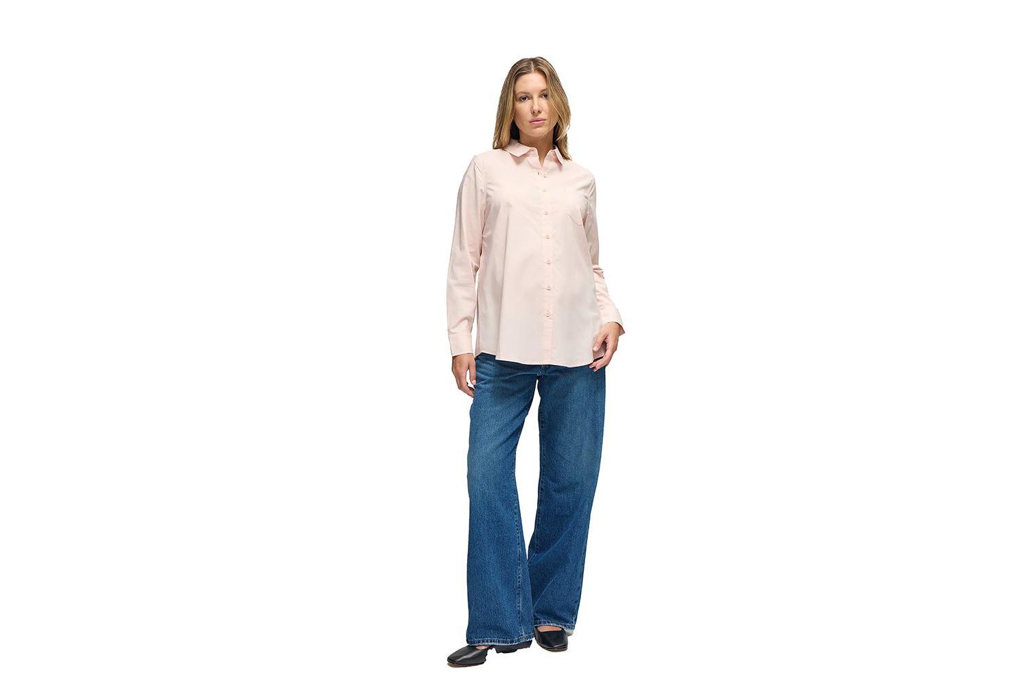 Women's Long Sleeve Poplin Nursing Button-Down Shirt