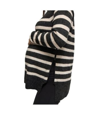 Maternity Mock Neck Striped Sweater