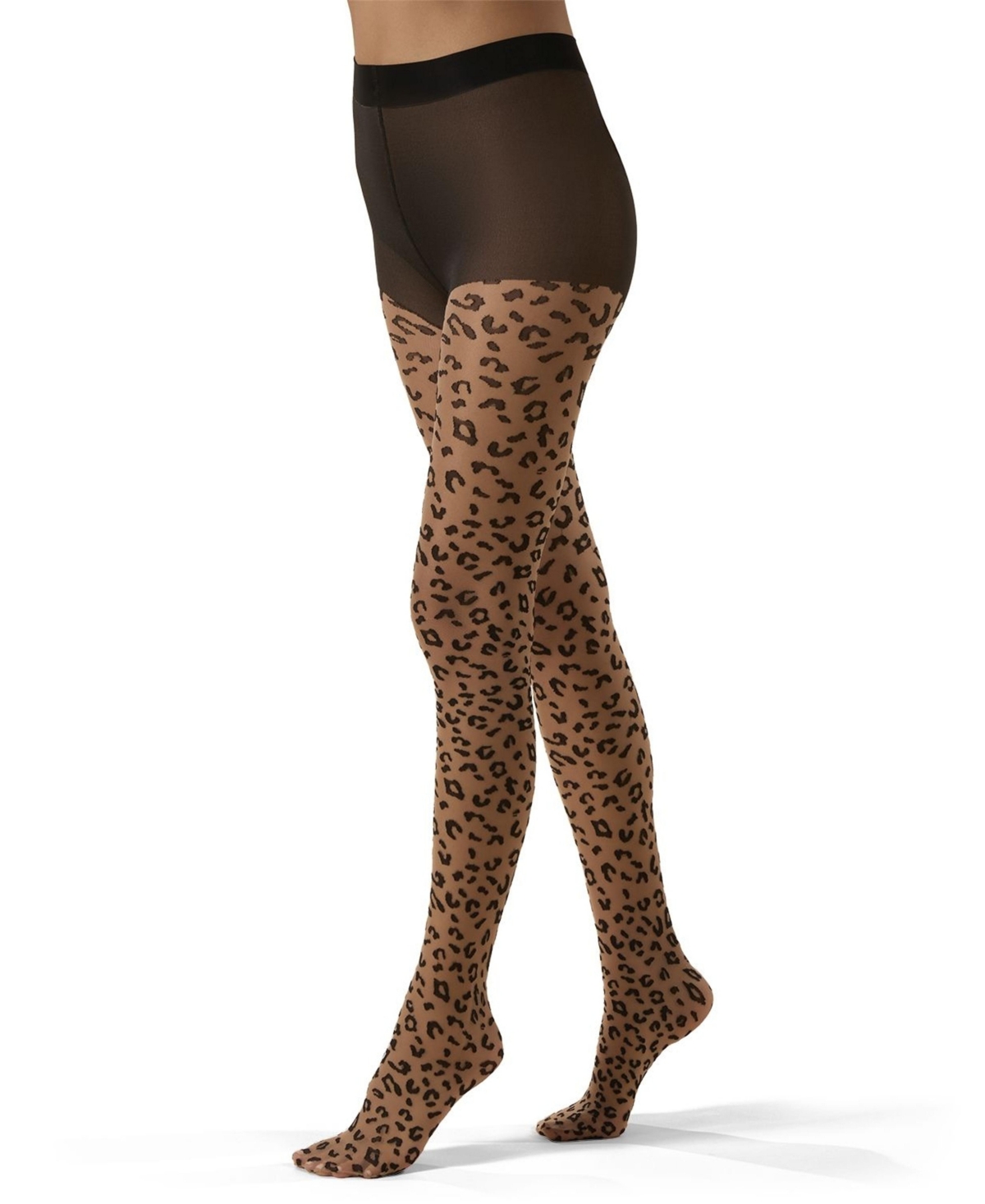 Memoi Women's Leopard Print Sheer Nylon Tights In Brown