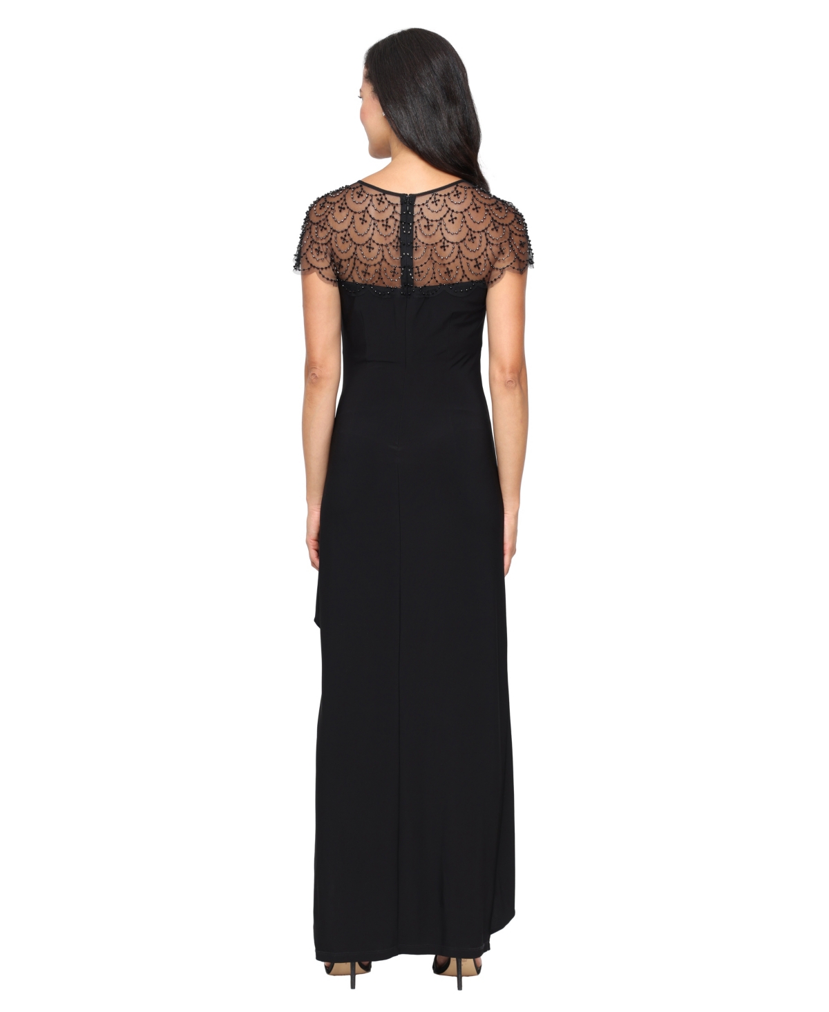 Alex Evenings 82351702 Formal Petite Long Ruffle Evening Dress In Black