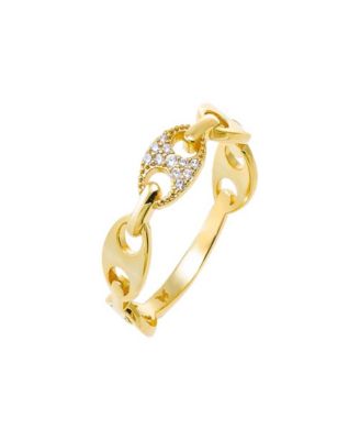Solid, Pave Mariner Gold Plated Chain Eternity Ring