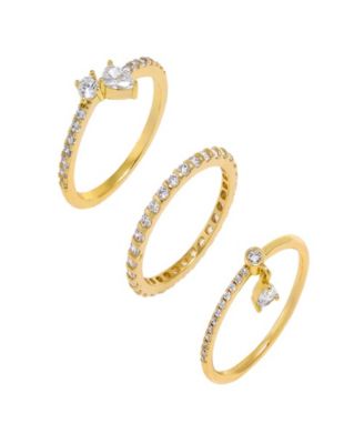Solitaires Teardrops Gold Plated Ring Combo Set