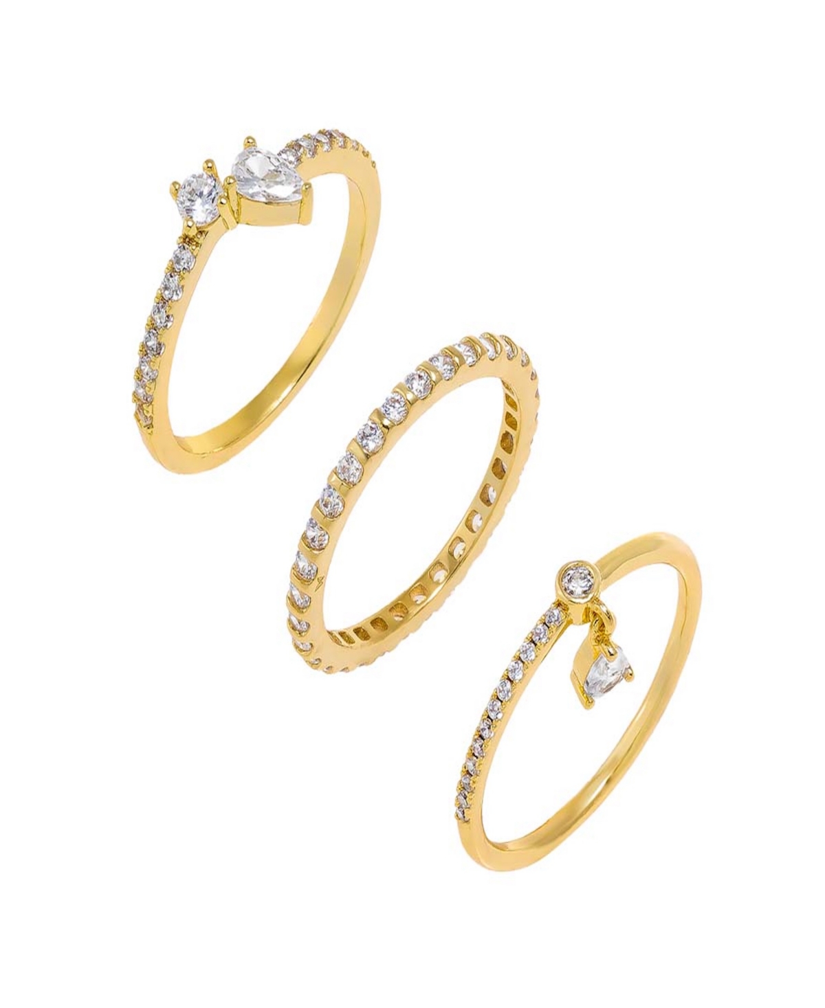 by Adina Eden Solitaires Teardrops Gold Plated Ring Combo Set