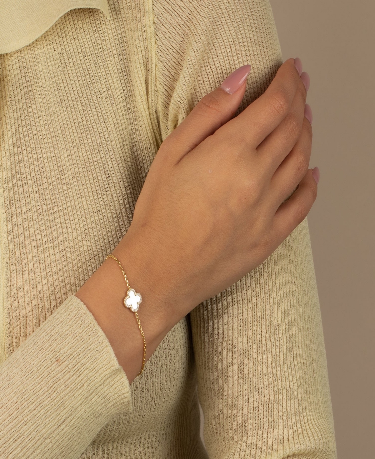 by Adina Eden Pave Outlined Gold Plated Four Leaf Clover Bracelet