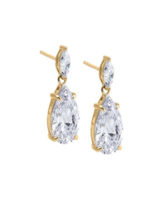 by Adina Eden Fancy Cubic Zirconia Gold Plated Marquise X Pear Dangle ...