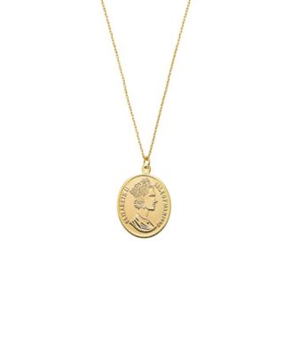 Large Vintage Gold Plated Coin Pendant Necklace