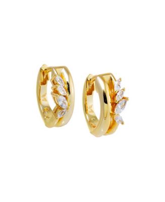 by Adina Eden Cubic Zirconia Gold Plated Marquise Rimmed Huggie ...