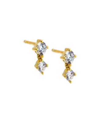 by Adina Eden Double Cubic Zirconia Gold Plated Stud Earrings - Macy's