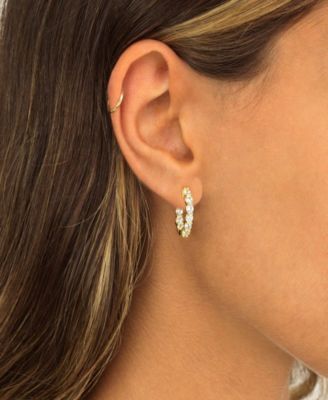 Cubic Zirconia Small Round Hoop Earrings