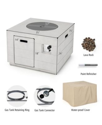  Lava Rocks and Cover 50,000 BTU with 34 Inch Square Concrete Propane Fire Pit Table