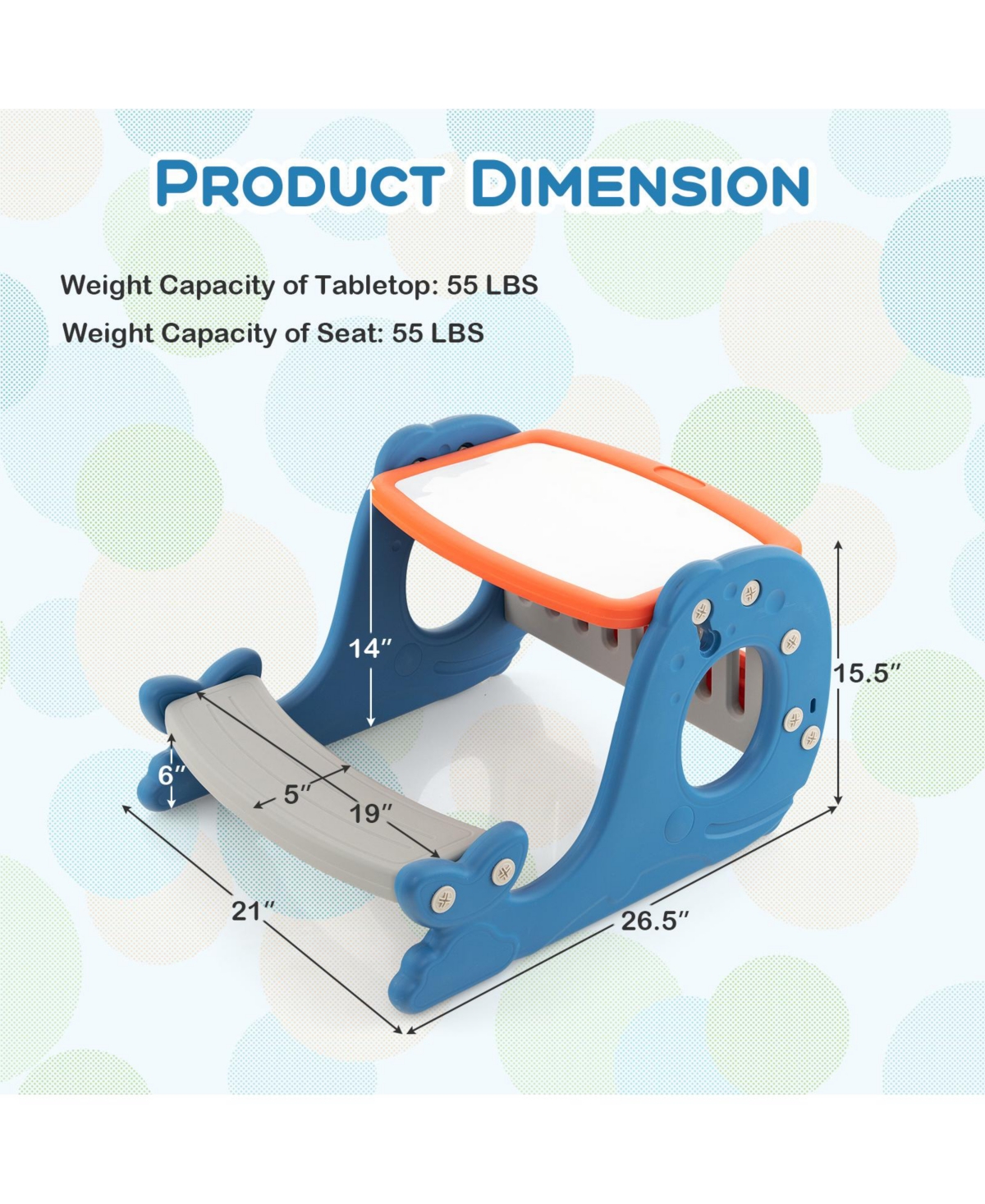 Mecale Convertible Kids Activity Table Set Toddler Easel with Erasable Whiteboard
