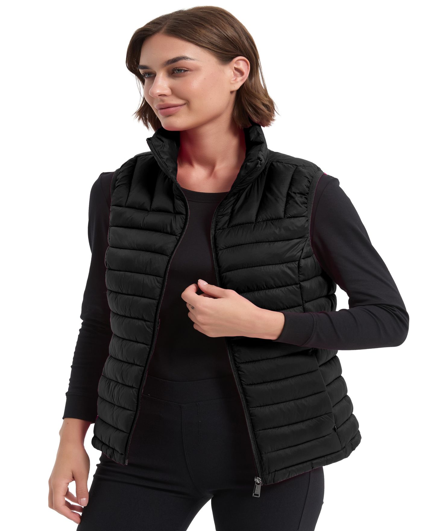 Женский жилет Hawke & Co. Rail Quilt Packable Puffer, цвет: Чёрный — фото 3