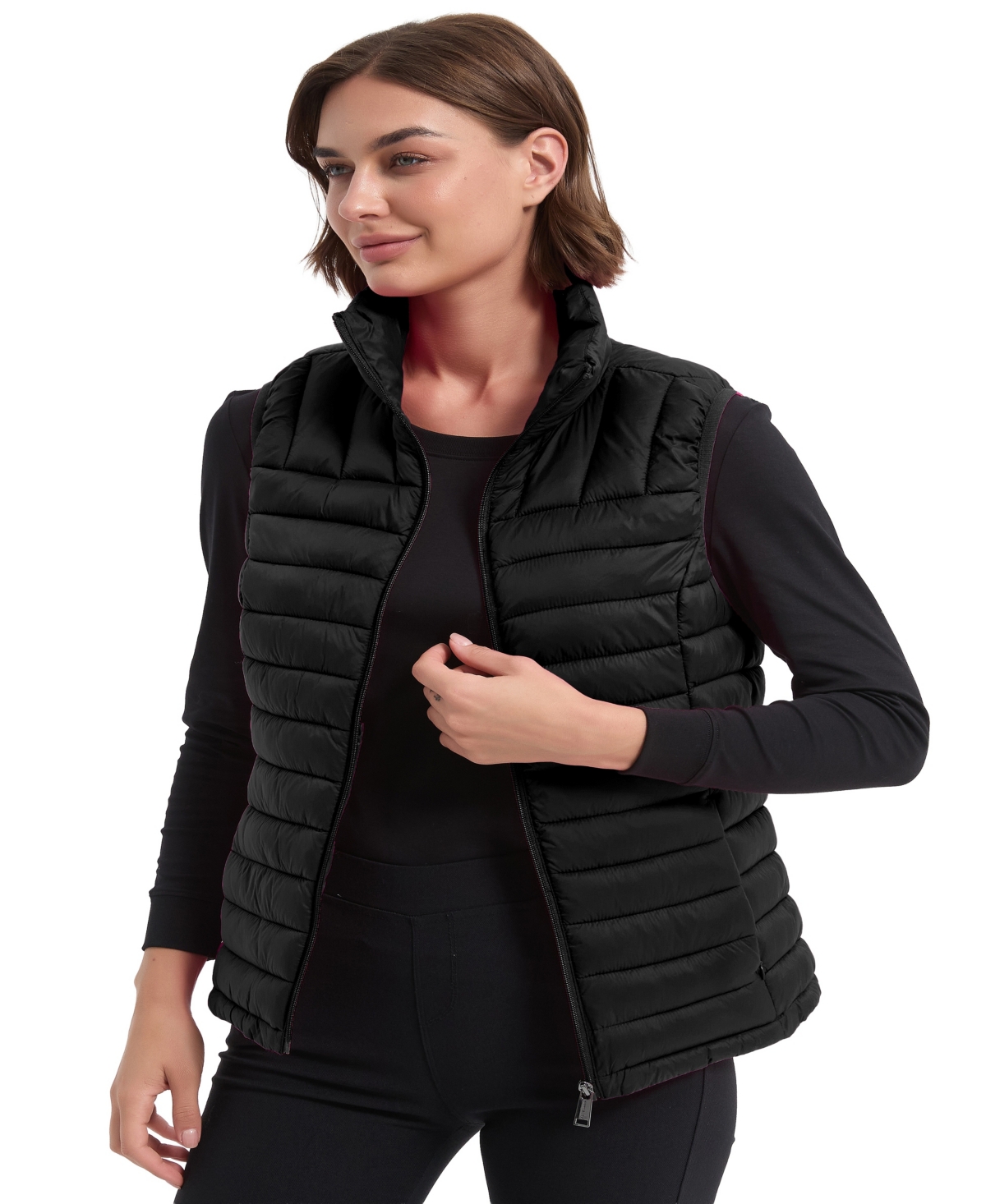 Hawke & Co. Women's Rail Quilt Packable Puffer Vest In Black