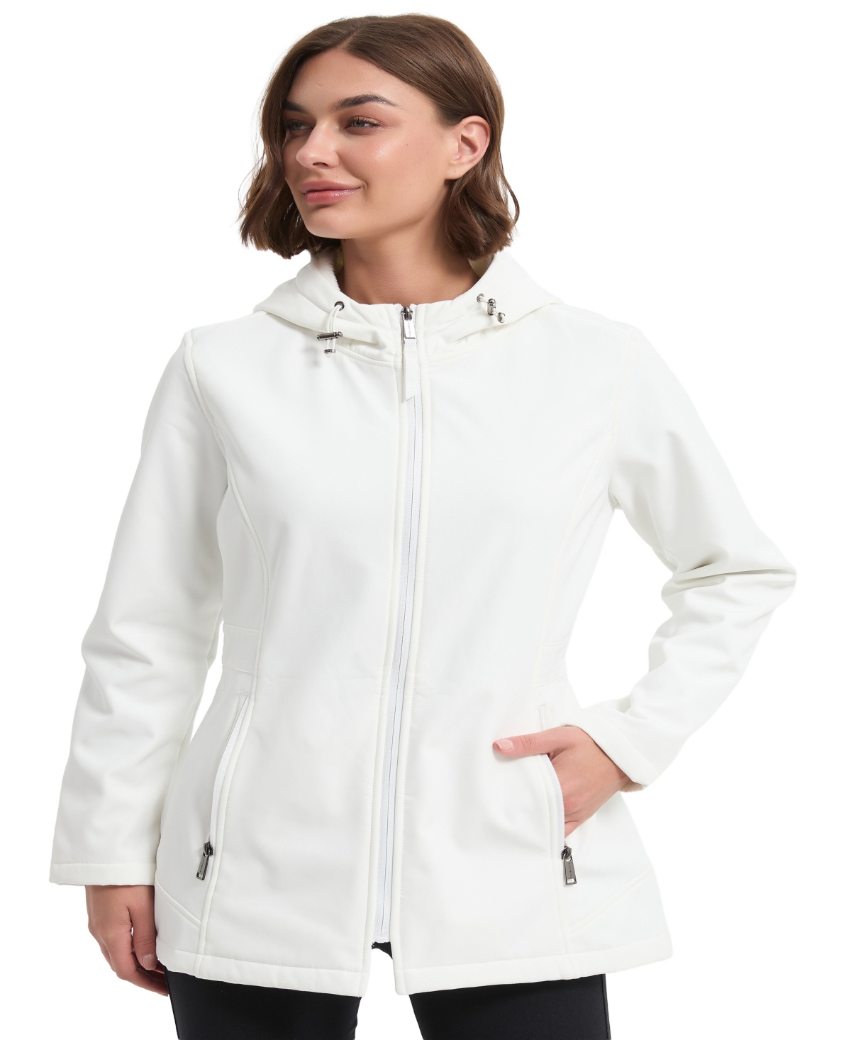 Hawke & Co. Women's Waist Detail Softshell Jacket In White