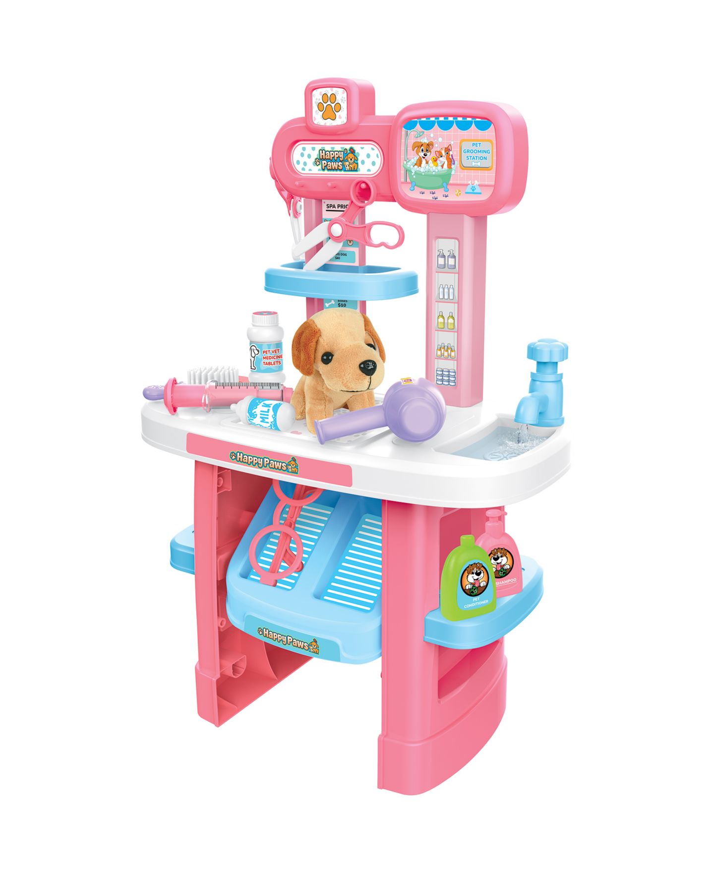 Детский игровой набор World Tech Toys Happy Paws Working Faucet 22-Piece Pet Grooming Playset, Ages 3+ — фото 1