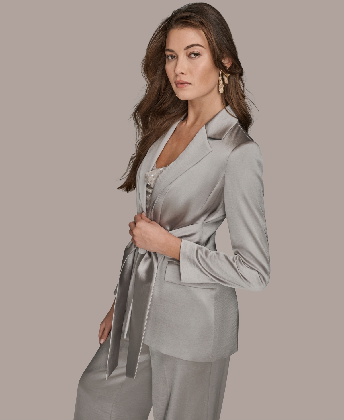 Donna Karan Women's Notch Lapel Blazer In Gray