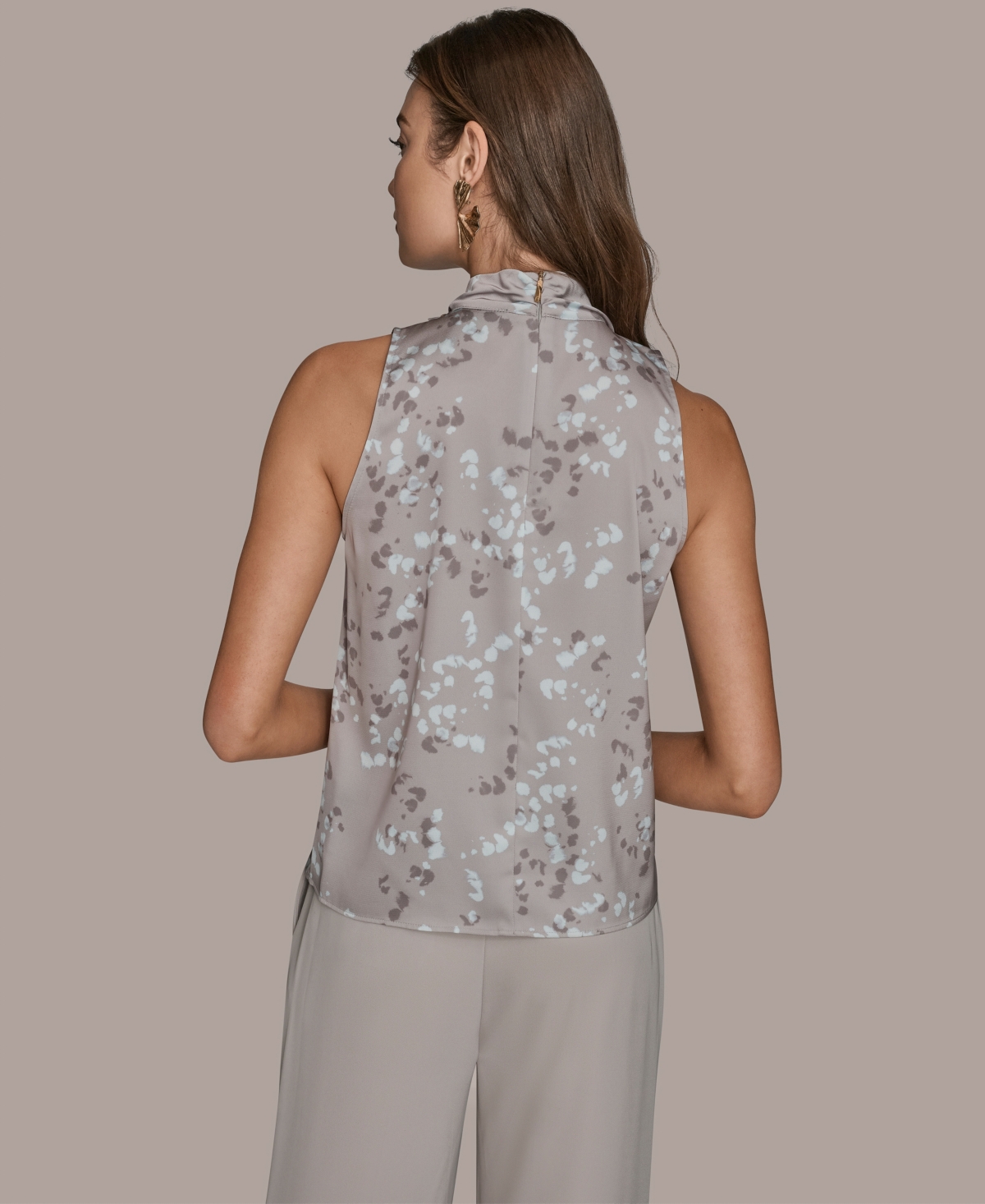 Donna Karan Women's Mock Neck Sleeveless Top In Gray