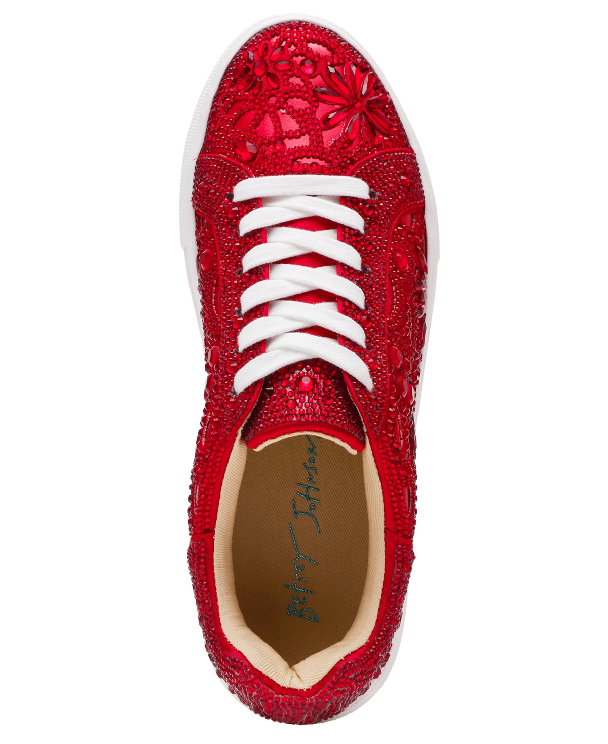 Betsey Johnson Women's Reily Rhinestone Platform Sneakers In Red
