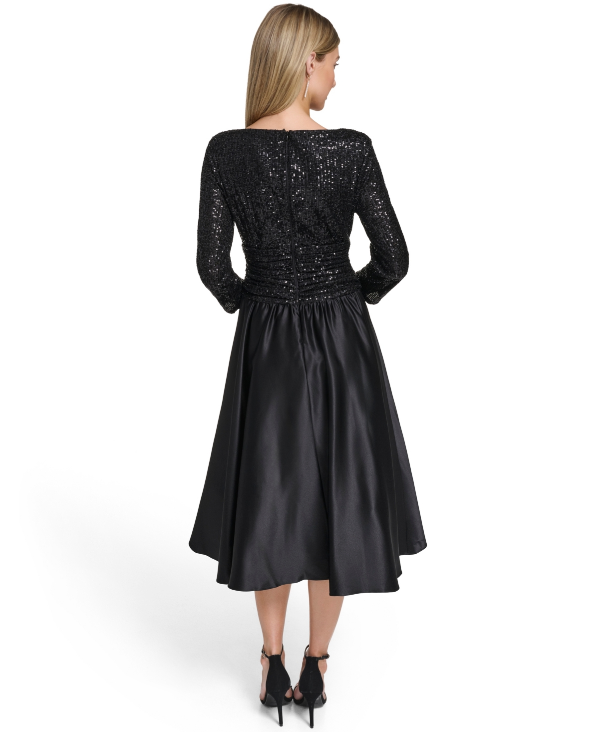 Jessica Howard Women's 3/4-sleeve Surplus Bodice Ruched Waist Dress In Black