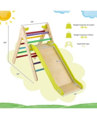 2-in-1 Wooden Triangle Climber Set with Gradient Adjustable Slide