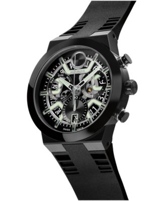 Men's Bold Fusion Swiss Quartz Chrono Black Silicone Watch 44.50mm