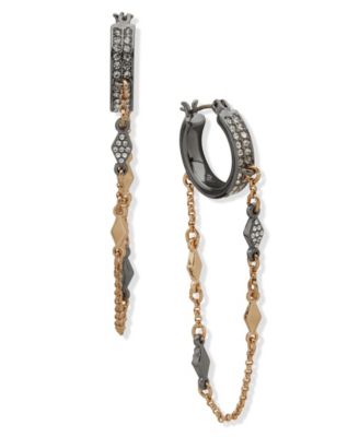 KARL LAGERFELD PARIS - Two-Tone Pave Swag Hoop Earrings