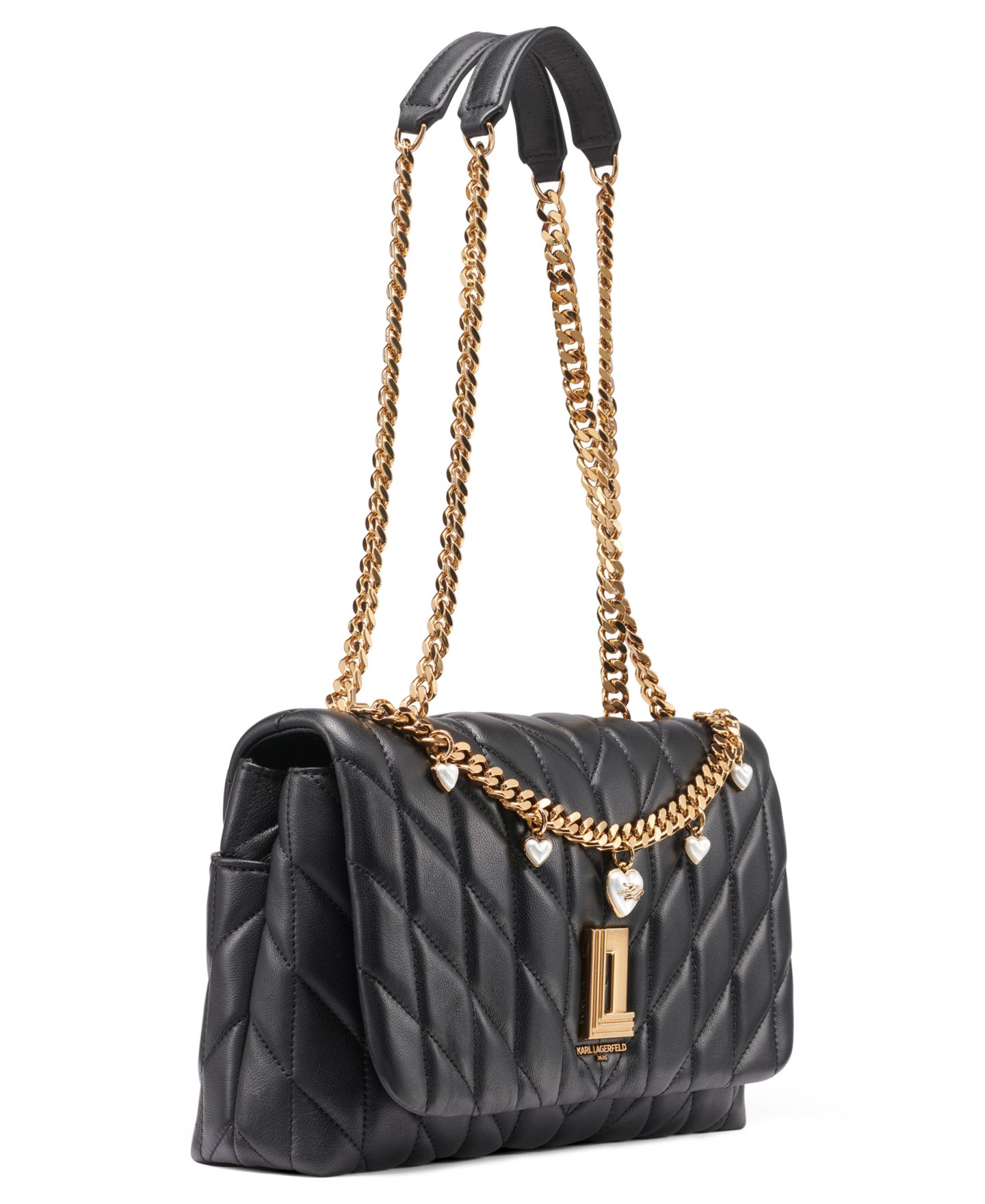 Женская сумка KARL LAGERFELD PARIS Lafayette Small Shoulder, цвет: Чёрный / Золотой — фото 3